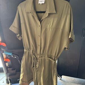 FRNCH Khaki Button-Up Romper